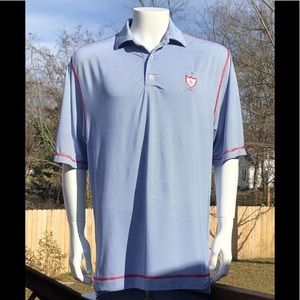 FJ Footjoy Short Sleeve Mens M Polo NCC 1921 Golf Blue Stripes Foot Joy